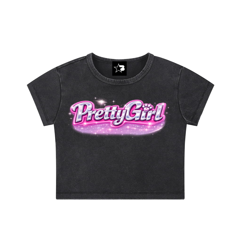 PrettyGirl Snow Washed Crop Top